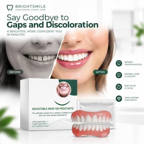 Moldable Realistic Dentures Veneers Upper Lower Smile Covers, Easy To Clean