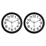 HIPPIH 2 Pack Silent Wall Clock 10 Inch Non-Ticking Battery Operated Round Clocks - Easy to Read for Office/Kitchen/Bedroom/Living Room/Classroom