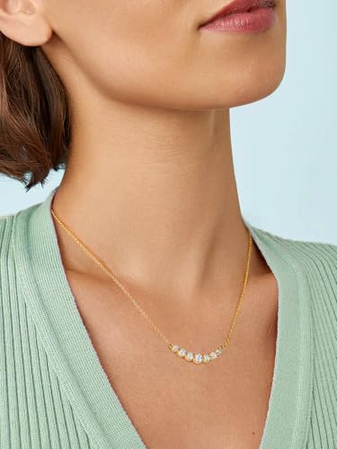 Moissanite/Sapphire/Ruby/Emerald Pendant Necklace for Women, Flower Bar/Curved Bar Design, Solid 925 Sterling Silver, 16"/18"/20" Adjustable, Anniversary Birthday Christmas Jewelry2