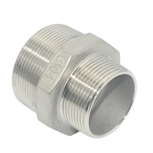 Image of DAN SPEED 1-1 /2 inchx1 /2 inchMale Hex Nipple Threaded Reducer Pipe Fitting Stainless Steel 304 NPT (2 inch*1-1 /2 inch)