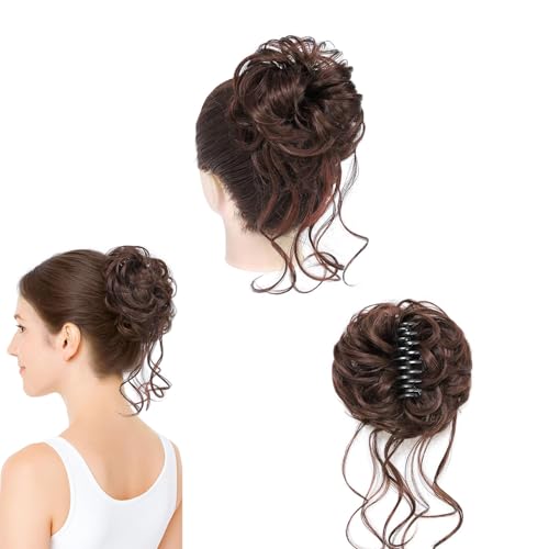 VYNZOR Extensions de cheveux avec pince, Chignon postiche, Queue de cheval, Chouchou avec cheveux, Postiche cheveux naturel, Pour coiffures relevées, Volume...