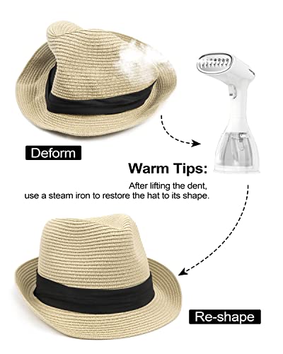 Image of Zylioo XXL XL Straw Hats for Men Big Heads,L M S UV Summer Fedora Panama,UPF Beach Sun Hats for Women Travel Hat