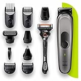 braun 7 mgk7320 all-in-one trimmer 10 in 1 per uomo, tagliacapelli viso, capelli, corpo, orecchie, naso, con tecnologia autosense, 8 accessori