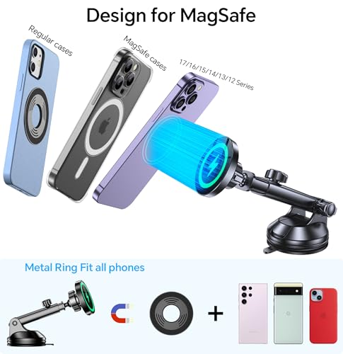 Coolpow W10 MagSafe Wireless Car Charger Mount — 2-in-1 Vent & Suction — view 9