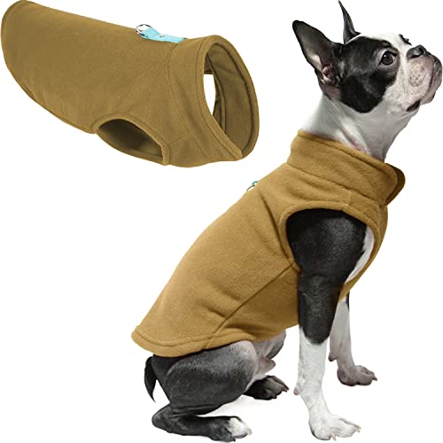 Image of Gooby Fleece Vest Dog Sweater, Clay, Small | Soft warm fleece; Pullover, easy on /off (no zippers); O-ring leash attachment; Machine washable