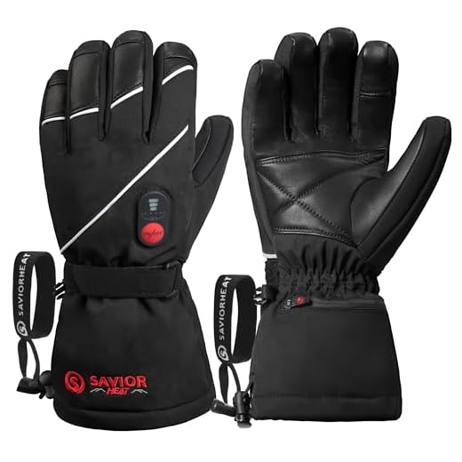 SAVIOR HEAT Heated Gloves for Men Women, Rechargeable Electric Heated Gloves, Heated Skiing Gloves and Snowboarding Gloves
