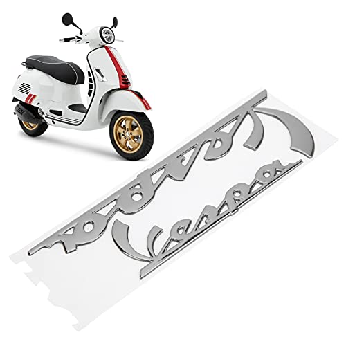 Autocollant D'emblème de Moto, Autocollant D'emblème D'autocollant D'autocollant de Résine époxyde de 3 Dimensions pour Vespa GTS300 LX125 LX150 IE Sprint Primavera 300 LX LXV(Argent)