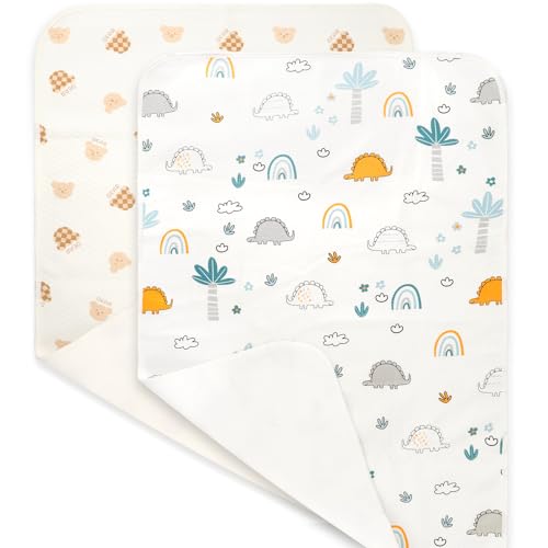 Waterproof Crib Pad, Washable Baby Cotton Changing Pads,39"X27"(2 Pack), Pee Proof Mattress Cover Toddler Bed, Toddler Mattress