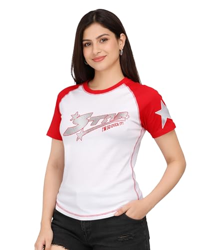 SHODOX® Women's 100% Cotton Printed Regular fit Round Neck Raglan...