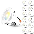 Amico 4 Inch 5CCT LED Recessed Lighting 12 Pack, Dimmable, Damp Rated, 9W=60W, Can Lights with Baffle Trim, Retrofit Installation, ETL&FCC, White