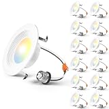 Amico 4 Inch 5CCT LED Recessed Lighting 12 Pack, Dimmable, Damp Rated, 9W=60W, Can Lights with Baffle Trim, Retrofit Installation, ETL&FCC, White
