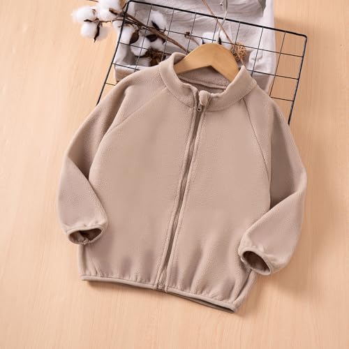 Toddler Kid Polar Fleece Sweatshirt Solid Color Long Sleeve Stand Collar Zipper Closure Cardigan Lightweight Jacket3