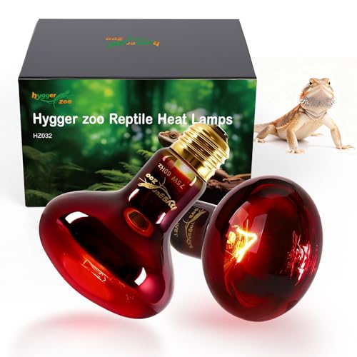 Reptile Heat Lamp Bulbs 2 Pack 75W Infrared Heat Lamp Red Light Bulb Basking Bulb Terrarium Night Light for Bearded Dragon Chameleon Turtle Snake Gecko Lizard Chicken Tank Accessories Red