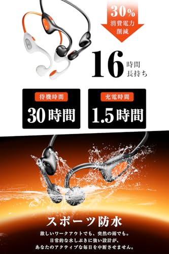 明誠 Bluetooth 6.1 イヤホン 空気伝導 ワイヤレス オープンイヤー型イヤホン 骨伝導の進級版 ながら聴き 耳を塞がない 自動ペアリング マイク付き クリアな通話 16時間連続再生 USB-C充電 IPX5防水 ランニングに最適 商品画像6