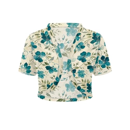 Image of Womens Short Sleeve Cardigans Lightweight Summer Cardigan Trendy Bolero Shrug Cute Floral Cardigan Sheer Bolero