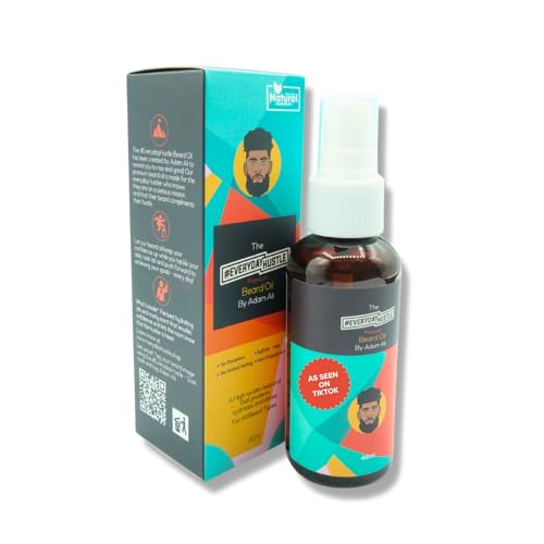 #EverydayHustle Beard Oil for Black Men by Adam Ali, Lightweight Beard Serum Spray and Natural Beard Oil Hydration, for Soft Facial Hairs and Skin Care, Jasmine Scent, 60ml