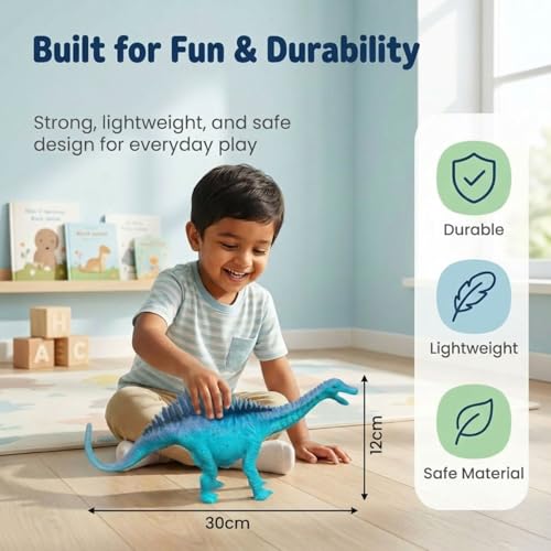 Image of ZESTHOME Big Spinosaurus Dinosaur Toy for Kids - Realistic Dino with Eggs, Rocks & Tree | Non-Toxic PVC Animal Playset for Learning & Imaginative Play (Age 3+) | 1 Dinosaur Set