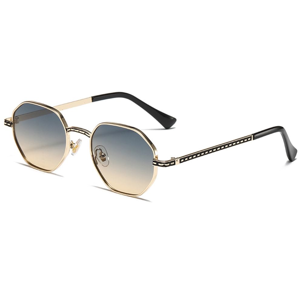Gafas de sol de metal para hombres y mujeres, gafas de sol octogonales de polígono UV400