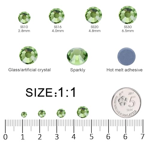 Image of Hotfix Rhinestones Bulk, 14400PCS Light Green Hot Fix Rhinestones for Clothes DIY Decoration Crafts, Light Green, SS10, 2.7-2.9mm