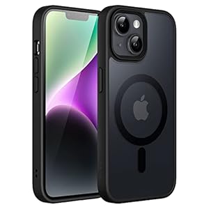 JETech Magnetic Case voor iPhone 14 6,1 Inch Compatibel met MagSafe, Doorschijnende Matte Achterkant Slank Schokbestendig Hoesje (Zwart)