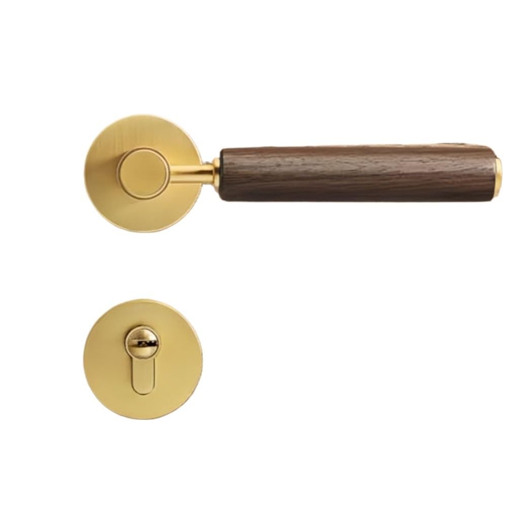 MOBYGKFY Vintage Wooden Door Handle Lock Chinese Interior Magnetic Mute