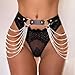 Zoestar Leather Waist Chain Belt Black Fashion Rave Body Accessories for Women