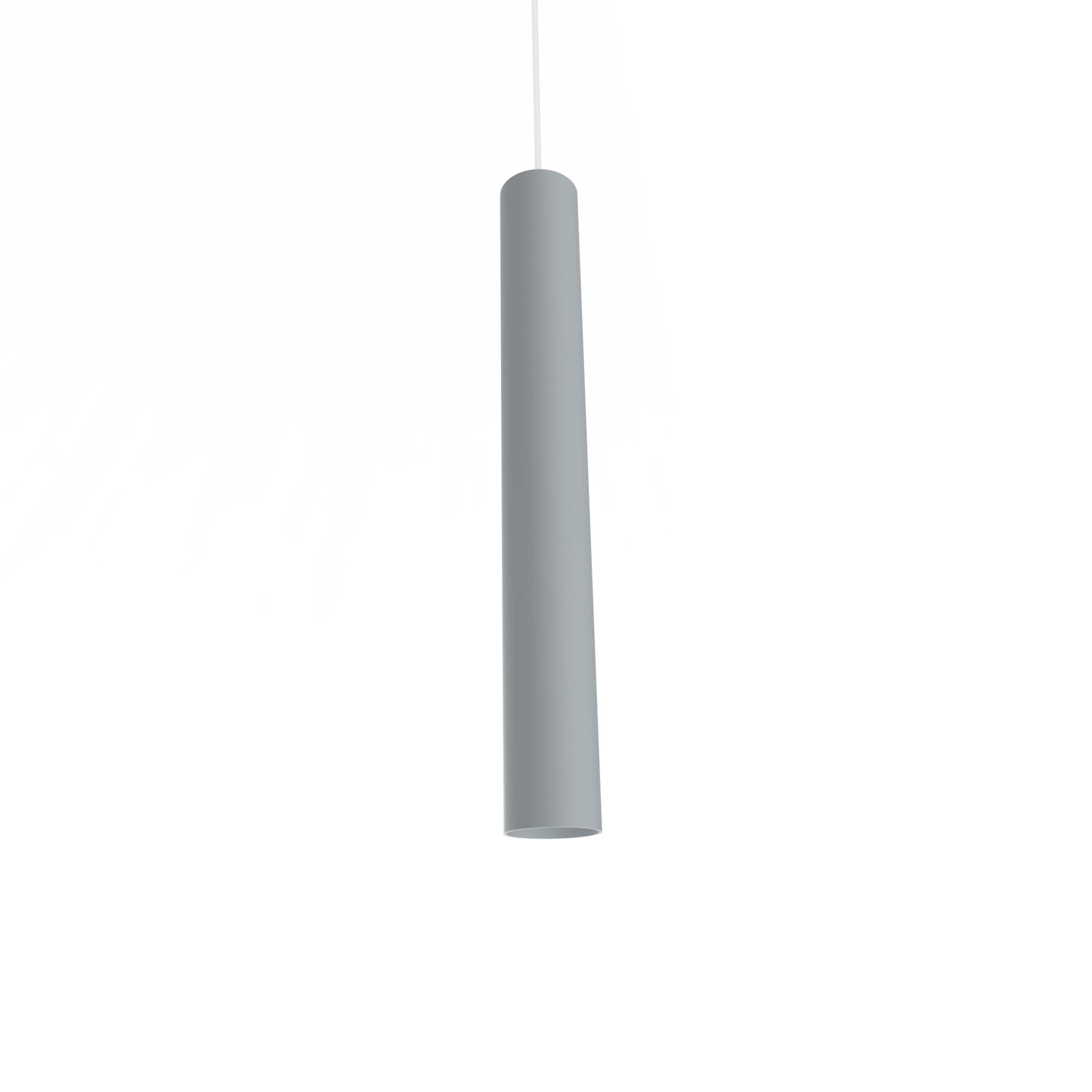 L+ Lampa wisząca „GU10” – cylindryczna, metalowa – wysokość H40cm – regulowany przewód 120 cm – Made in Italy – nowoczesna lampa punktowa do kuchni i salonu (Szary)