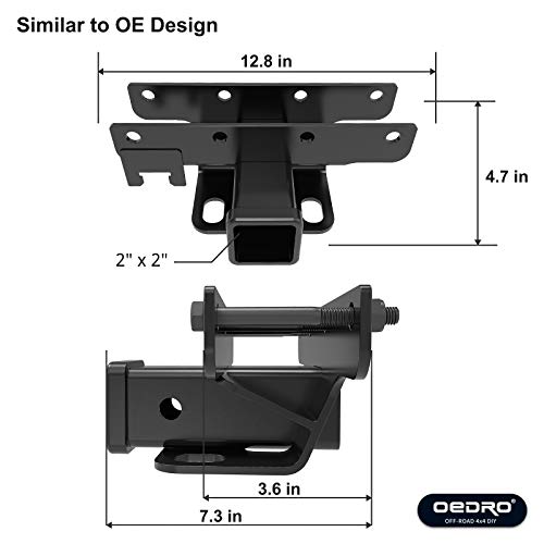 Oedro 2" Rear Bumper Trailer Hitch Receiver Kit, Compatible With 2007-2018 Jeep Wrangler Jk 4 Door & 2 Door Unlimited, Tow Trailer Hitch W/Hitch Wiring Harness (Not For Jl Models) #TOP6