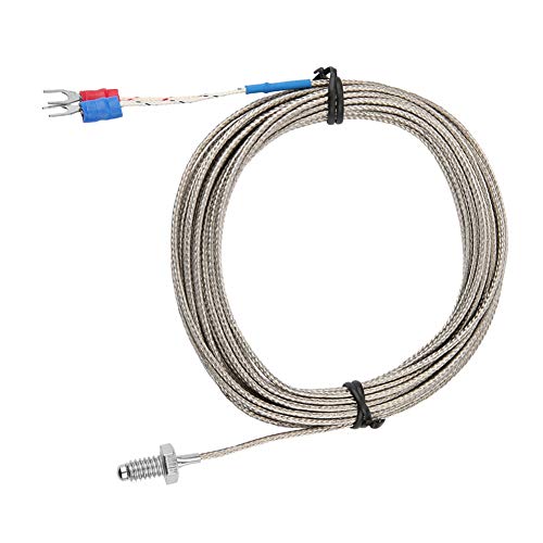 K Type Thermocouple Probe Cable with M6 BSW Screw Thread for Temperature Measurement in Industrial Equipment and Home Appliances 1-5M Length(5M)