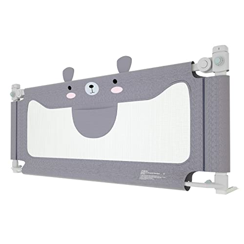 UISEBRT Barriera per Letto Bambini 150 cm, Protezione Dalle Cadute Accidentali, Altezza Regolabile, per Letto di Famiglia e Lettino, Grigio