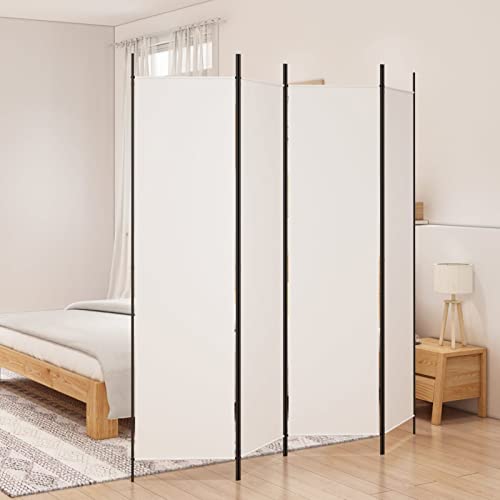 ARKEM Cloison de séparation 4 Panneaux Blanc 200x200 cm Tissu,Paravent Interieur,Cloison Amovible
