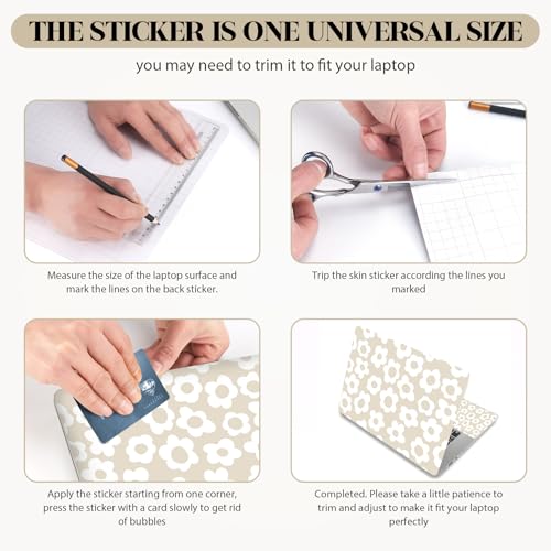 Image of Laptop Skin Sticker Decal, Apricot Flower 13 inch 13.3 inch 14 inch 15 inch 15.4 inch 15.6 inch Laptop Netbook PC Notebook Universal Vinyl Reusable Skin Sticker Cover Art Case Protector