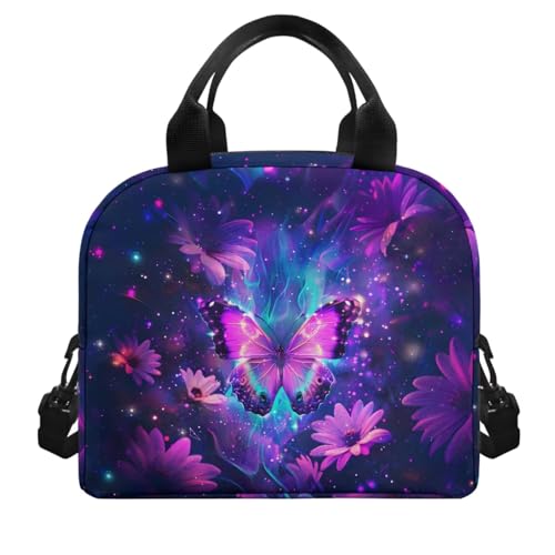 Purple Butterfly Girl Backpack and Lunch Box Set 17 Inch Large Capacity Easy Clean Lightweight Children Kids Water Bottle Stainless Steel Kids Water Bottle Holder for Backpack 4 Piece3