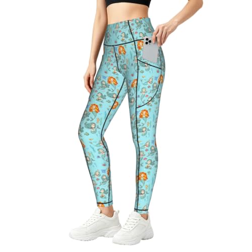 Pantalones de yoga estampados opacos y elásticos con bolsillos laterales para fitness