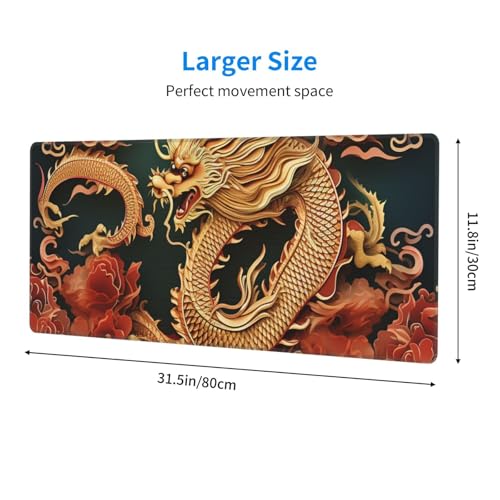 Tapis de souris dragon 30x80 cm avec base caoutchouc - 2