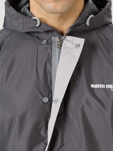 Image of ZEEL Water Fighter Rain Coat For Men with Adjustable Hood, Polyester Waterproof Full Sleeves, Top and Bottom Set Rainwear, Front Zip with Flap, Lightweight Raincoat (EWF79, Asphalt, 3XL)