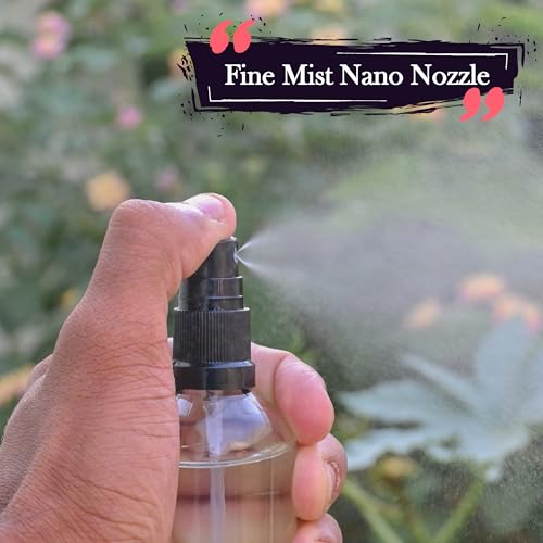 Image of 100ML Clear empty glass bottle With Black Mist Spray And Over Cap | Refillable | Leak Proof For Essential Oils | Reusalble | DIY Perfumes | DIY serums Pack Of -1