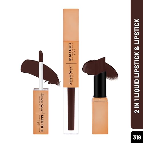 Image of Seven Seas 2in1 Non-Transfer | Smooth Texture | Hydrating | Long Lasting | Water-Proof | Full-Coverage Mad Duo Liquid Lipstick & Lipstick (Crimson, 4ml,3g)