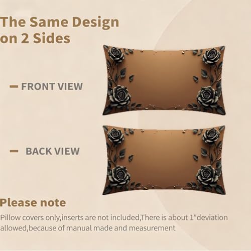 Housse coussin 50x70 velours imperméable lot de 2 marron géométrique