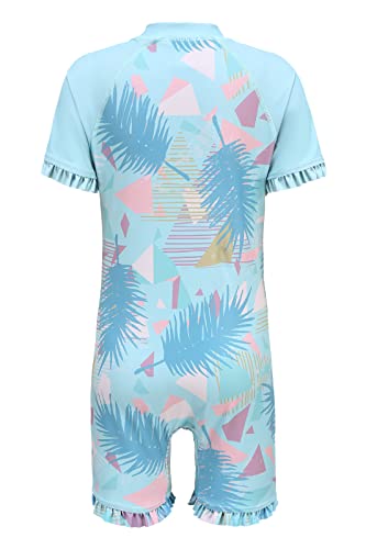 Image of Girls Rash Guard Swimsuits One Piece Bathing Suits for Girls UPF 50+ Sun Protection Short Sleeve Sunsuits Zipper