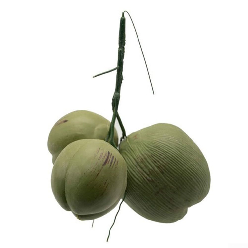 Cocos artificiales de plástico de simulación de coco, modelo de frutas y verduras, decoración de granja, accesorios de coco falsos (27 x 34 cm)
