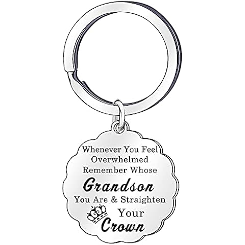 Grandson Gift,Inspirational Grandson Keyring Keychain for Men Boy Birthday Christmas Graduation Cover