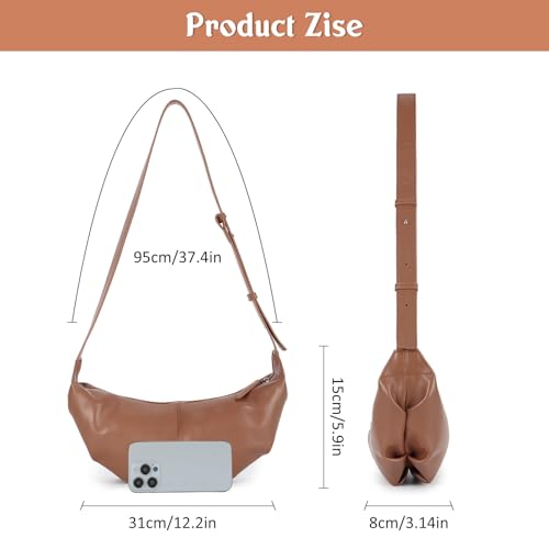 Emprier Crescent Crossbody Bag for Women PU Leather Dumpling Shoulder bag Trendy Hobo Purse3