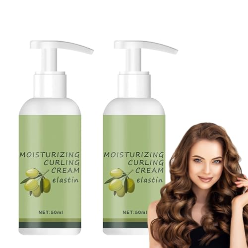 2 unidades de crema definidora de rizos de 50 ml, acondicionador para el cabello rizado, espuma definitiva, spray para pelo esponjoso, para rizos naturales y cabello ondulado, para más volumen y