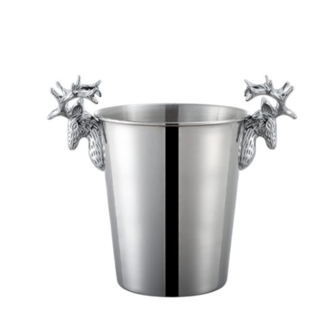 Refrigeratore per Bevande, Secchiello per Il Ghiaccio Secchiello per Il Ghiaccio in Acciaio Inossidabile Decorazione Creativa Adatto per Bar Birra Vino Champagne LCE Bucke(Blue,Silver,2L)