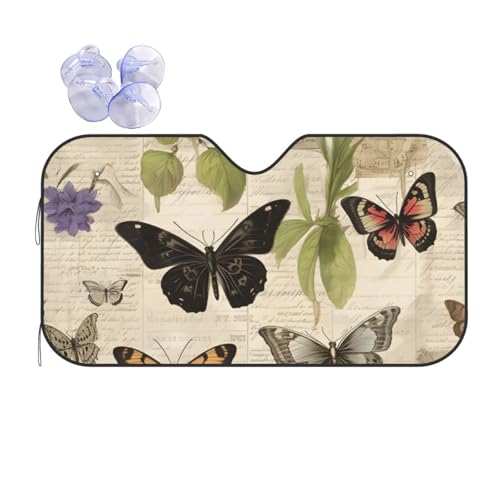 Cubiertas de parabrisas contra el calor extremo: parasol universal de mariposas 70x130