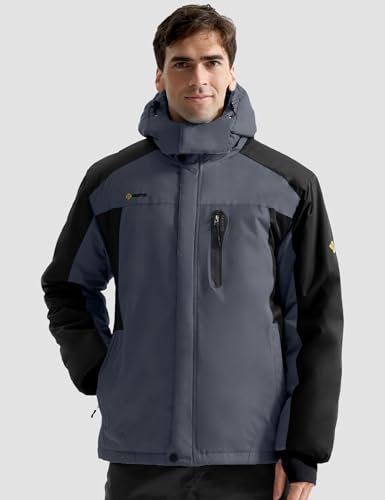 Image of GEMYSE Men's Ski Snow Jacket Warm Winter Waterproof Coat Snowboard Rain Jacket Hooded Windproof Windbreaker