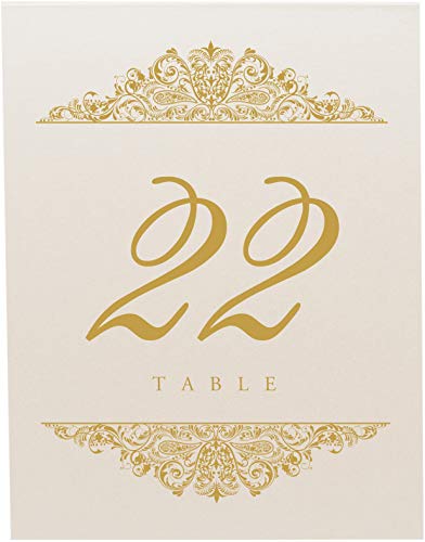 Paisley Wedding Table Numbers (Select Color/Quantity), Champagne, Gold, 1-10, Double Sided, Tent Or Use In A Stand, Great For Parties & Restaurants - Made In The Usa #TOP3