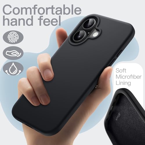 Image of JETech Liquid Silicone Case for iPhone 17 6.3-Inch, Silky Soft Touch Full-Body Protection, Anti-Scratch Shockproof Phone Cover with Microfiber Lining (Black)