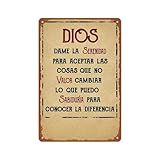 Spanisches Vintage-Metall-Blechschild – „Gib mir die Gelassenheit, zu akzeptieren, was ich nicht ändern kann, Aluminium-Metallschild, Poster, 30,5 x 40,6 cm, für Wohnzimmer, Schlafzimmer, Badezimm